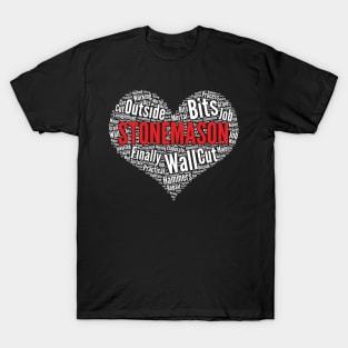 Stonemason Heart Shape Word Cloud Design print T-Shirt